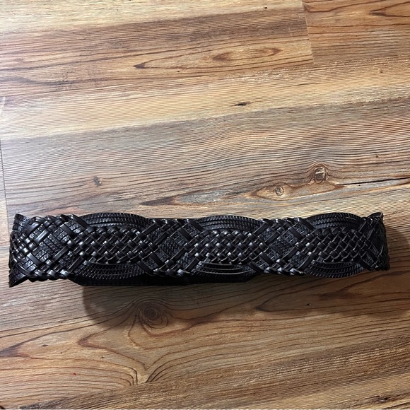 Leather braided belt, size M, brown, preowned - Picture 2 of 4